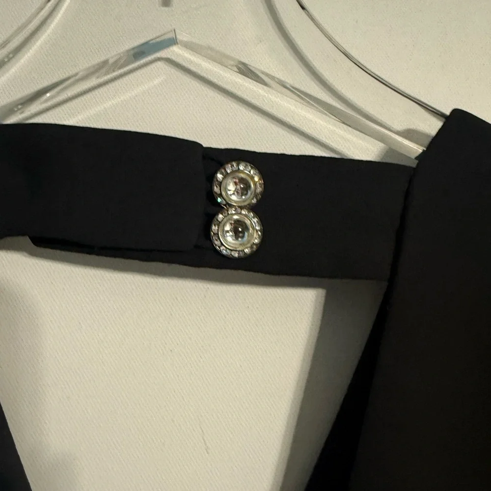 Vtg Miss Elliette Black Dress Rhinestone Embellished LBD Old Money Glam Size 10 - Picture 5 of 15